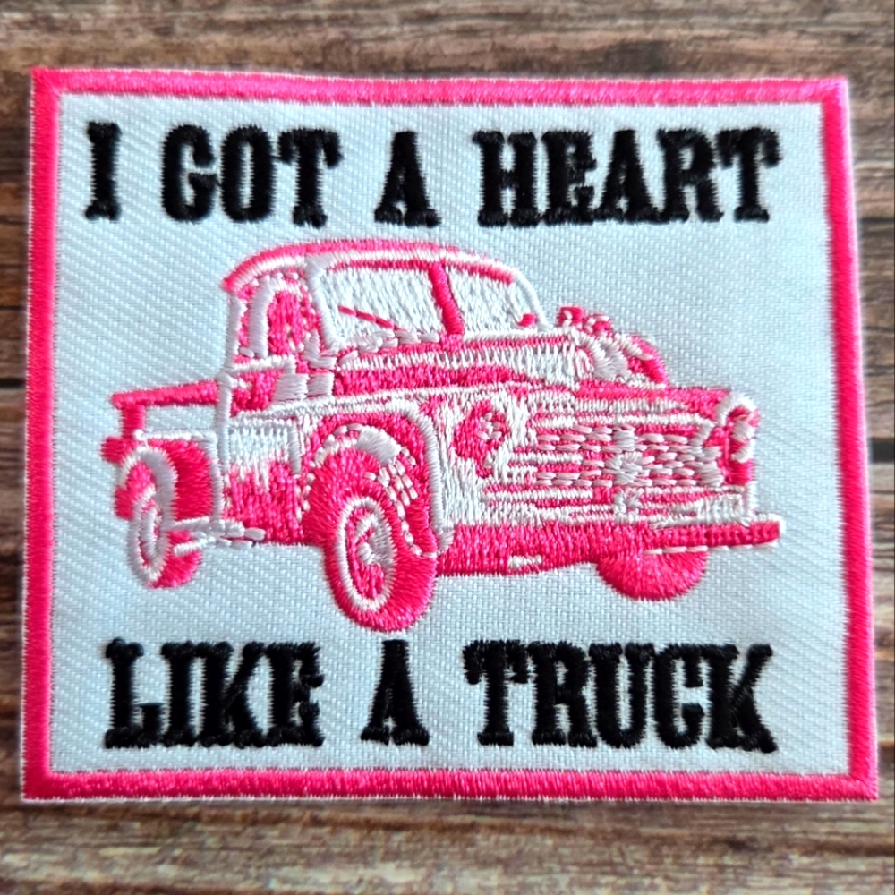 I Got A Heart Like A Truck Pink Redbeck Western Southern Country Iron Patch
